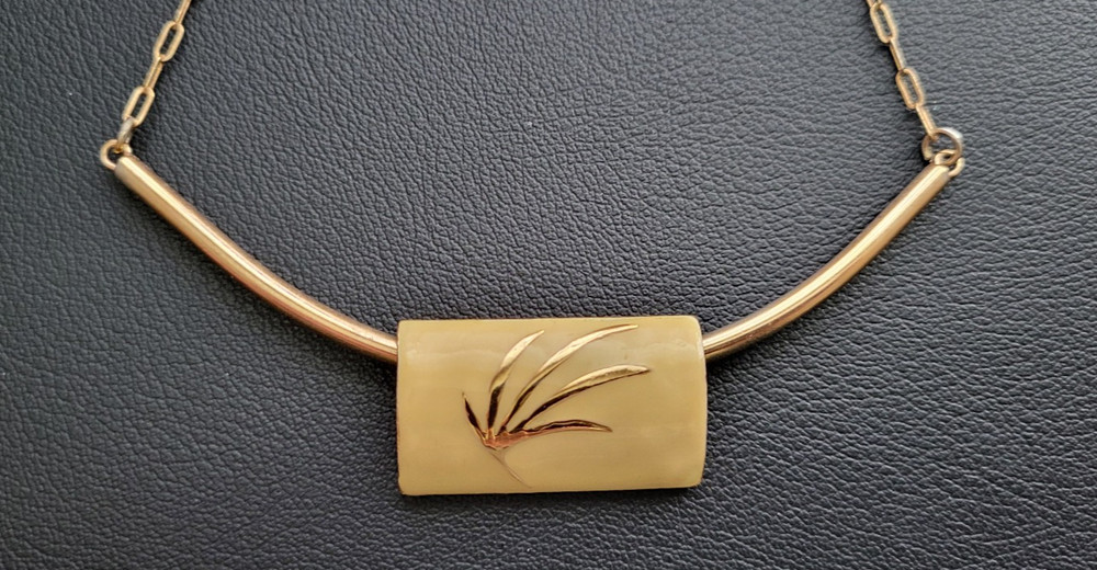 Vintage Signed Eisenberg Slide Choker Necklace Botanical Motif