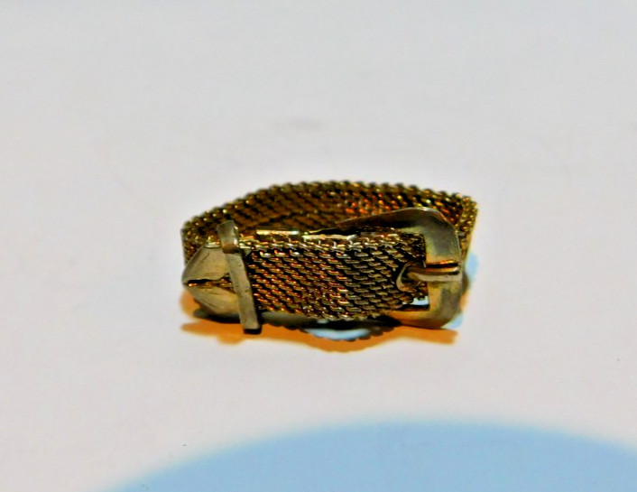 Vintage Silver Tone Intricate Adjustable Belt Style Ring Size 6 See Photos