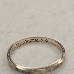 Antique 1934 Ostby Barton 14K White Gold Art Deco Wedding Band Engraved Sz 6