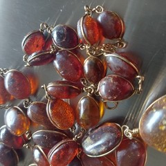 Vintage Bultic Amber Graduated Nuggets Wire Wrapped Necklace 24” 26g