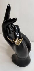 Vtg Size 6.75 Faux Fire Opal Crystal Gold Tone Marquise Statement Ring Sz 6 3/4