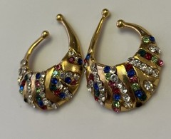Vtg Idemaria IIQuartorecchino Signed Swarovski Crystal Glamour Ear Cuff Earrings