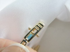 Vintage Gold on Sterling Silver 925 Teal Blue Gemstone Tennis Bracelet 8″