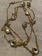 Swarovski Vintage Imber Strand Bezel Set Round Crystals In Gold Tone 36”