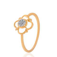 Round Cut 0.07TCW White Moissanite Floral Cluster Ring In Pure 10K Yellow GoldFN