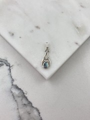 Vintage 925 Sterling Silver Blue Abalone Repousse Teardrop Minimal Pendant