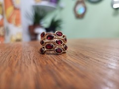 2008 Avon Multi Row Red Rhinestone Ring.