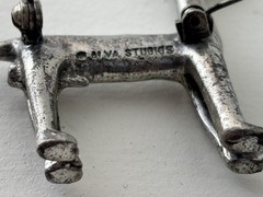 Alva Studios Llama Alpaca Brooch Pin Folk Art Silver Plated Pewter Vintage