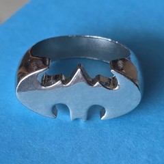 Vintage Batman Ring LOT Size 12 Silver Metal Band Symbol Stamped TM & DC Comics