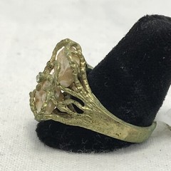 Vintage ESPO 14K GE Gold Plated Mother of Pearl & Crystal Ring varied sizes