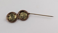 Victorian Double Portrait Photo Brooch Pin Antique Two Kids C Clasp 1.5″