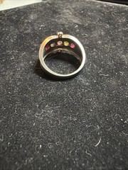 10k White Gold Mother’s Ring with 5 Natural Gemstones 3.1 Grams Size 6