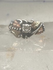 Black Hills Gold ring leaves CZ band size 5.75 sterling silver women girls