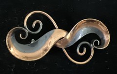 Vintage Bell Trading Post Copper Scroll Pin 2.5 Inches Beautiful Patina Toning