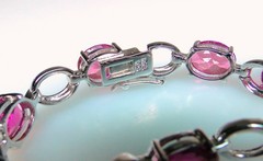 Gorgeous Sterling Pink Topaz 925 Silver Link Tennis Bracelet