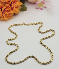 Vintage Gold Plated Rope Chain Necklace 18″ Spring Ring Clasp