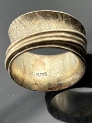 Artisan Textured Band Sterling Silver Spinner Fidget Ring ~Sz 4.75 Concave KVS