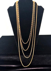 Vintage Signed NAPIER Gold Tone Varied 4 CHAIN LAYERED Necklace 24″ – 36″ L