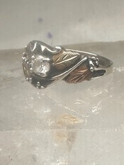 Black Hills Gold ring leaves CZ band size 5.75 sterling silver women girls