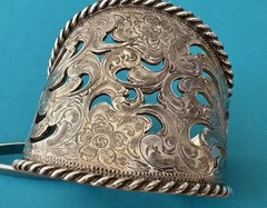 RARE Vintage 925 Sterling Silver Horse Brand Open Filigree Tapered Cuff Bracelet