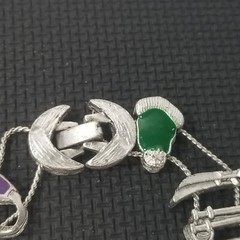 Double Chain Victorian Slide Charm Bracelet Goldette Style Unsigned Ski Skiing