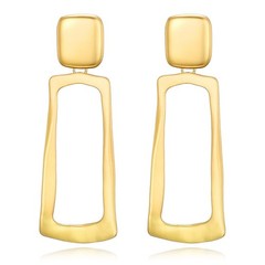 Matte Gold Silver Geometry Clip On Earrings for Women Retro Drop Clip Earring…