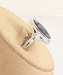 Vintage Avon Abalone Ring Silver Tone Size 5.25-6.25 Adjustable