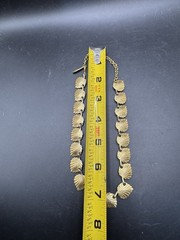 Vintage MCM Gold Tone Gilt Leaf Link Choker Collar Necklace Textured 15″