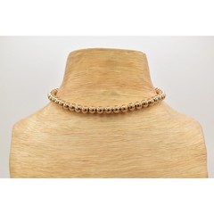 Vintage Choker Necklace Beaded Round Ball Gold Tone Chain Chunky NOS 1980s W1