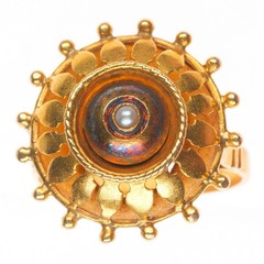 sz7.5 Antique 19k gold seed pearl ship’s wheel form nautical statement ring