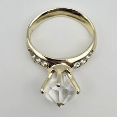 Vtg AJC Sparkle Stmt Ring Brooch Gold Tone Glam Engagement Bachelorette Bling