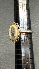 Vintage Ship Gold Tone Filigree Sea Nautical Painted Resin Oval Statement Size 6