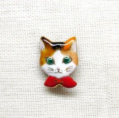 Calico Cat – Japanese cloisonné enamel Mini Brooch Made-to-order NEW