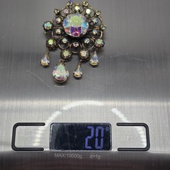 Kramer of NY AB Rhinestone Brooch Gold Tone Dangle Chandelier Signed READ