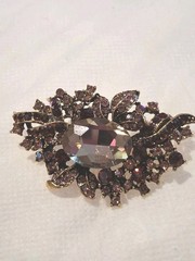 Vintage MONET Gold Collar Necklace WEISS Topaz Bracelet Smoky Rhinestone Brooch