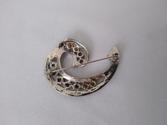 Vintage Pin Brooch Clear Rhinestone Classic Silver Toned Jewelry