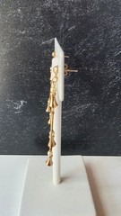 Gold Tone Metal Faux Pearl Dangling Pierced Earrings Vintage Costume Jewelry NOS