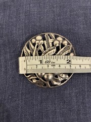 VTG Sterling Silver .925 Round Berry Brooch Cast c. 1950s Estate Jewelry 2.25 in