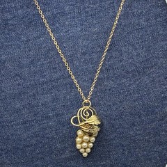 1950s Vintage 12k Yellow Gold Filled Chain + Grapes & Leaves, Wine Party Ready!