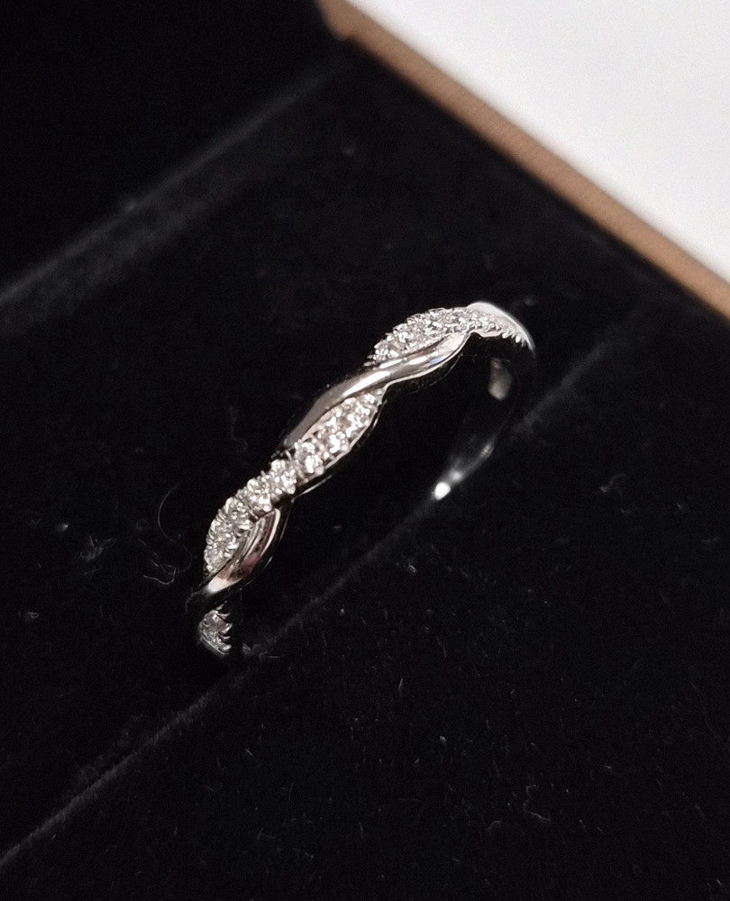 CASTILLNA Half Eternity Twist 925 Sterling Silver & CZ Engagement Ring Size 9