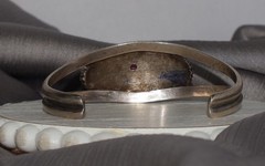 Vintage Mexico Sterling Silver & 10k G.F Ruby Cross Cuff 25.2G / 6.25in