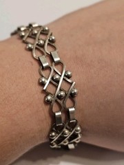 Dated 1957 .830 Silver Signed Erik Svane Swedish Art Deco Bracelet 7.5in #S56/08