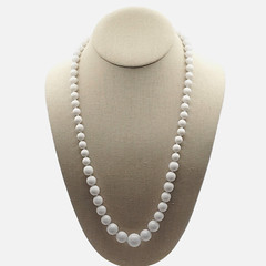 Marvella Classic White Graduated Acrylic Bead Professional Career Necklace 24 In