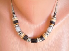 Longani Necklace With The Black Pearl Luxury Designer 41.4g/L: 15.4-16.7in