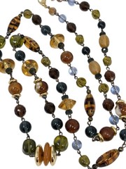 Liz Claiborne Multicolor Glass Lucite Beaded Necklace Autumn Colors 40 Inch VTG