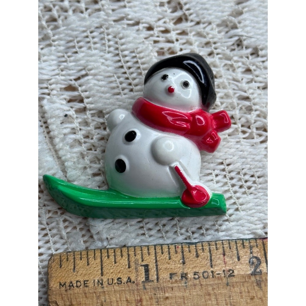 Vintage Avon Snowman Skiing Brooch Pin Christmas Holiday Winter Jewelry