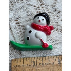 Vintage Avon Snowman Skiing Brooch Pin Christmas Holiday Winter Jewelry