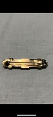 Victorian geometric gold over brass top, gold over silver bottom bar pin C clasp