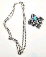 1974 Sarah Coventry Imperial Brooch/pendant Purple Crystal,Faux Pearl, Turquoise