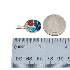 Vintage Sterling Silver 925 Multi Stone Mosaic Pendant